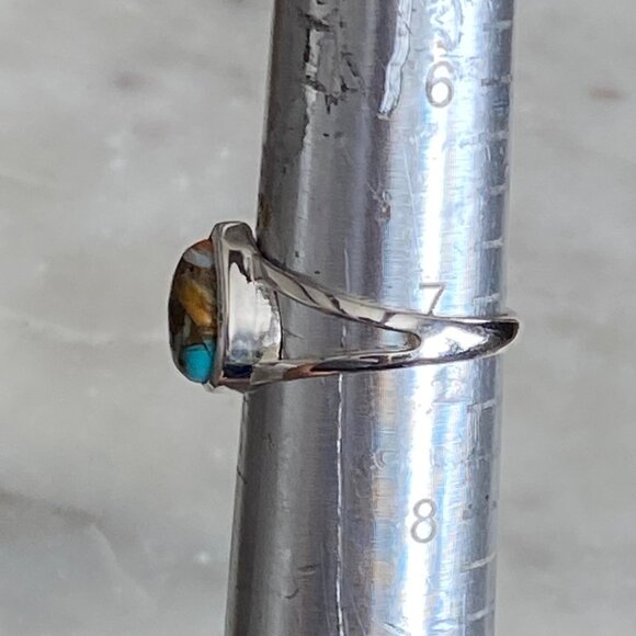 NEW Teardrop Spiny Oyster Turquoise and Sterling Silver Ring Size 7 - Picture 4 of 5